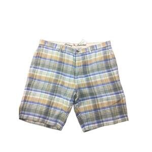 Tommy Bahama Shorts Mens 38 Plaid Golf Preppy Linen Blend Plaid